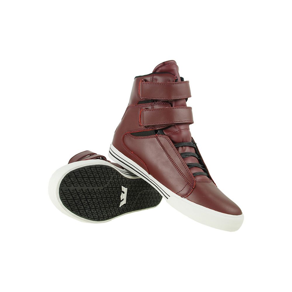 Baskets Montantes Supra TK Society Bordeaux Burgundy Leather Homme | PAO-80016121